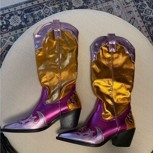 Colorful Western Boots Metallic